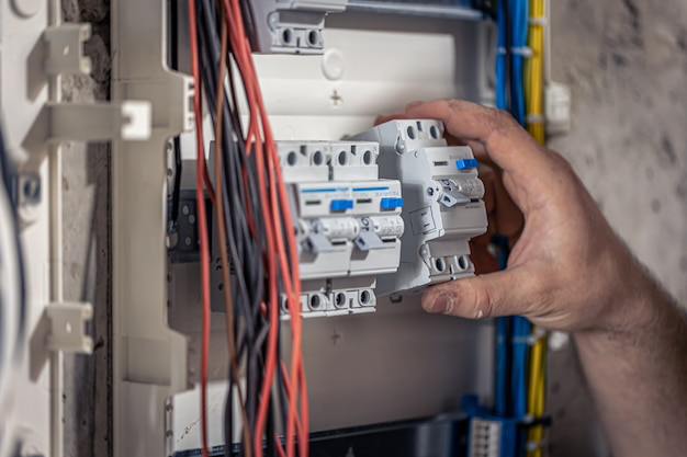 An electrician working